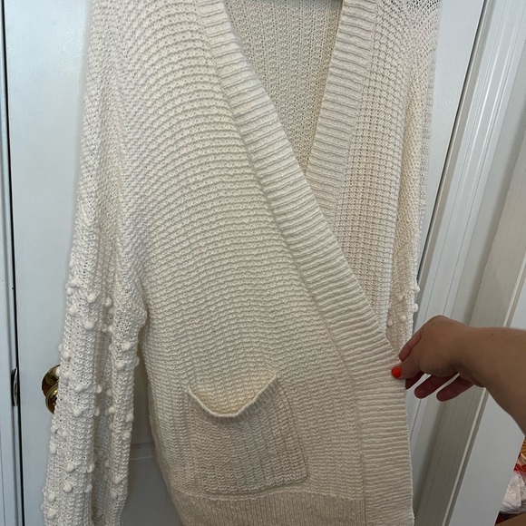 Madewell Bobble Sleeve Cardigan, Cream 1X - Picture 2 of 7